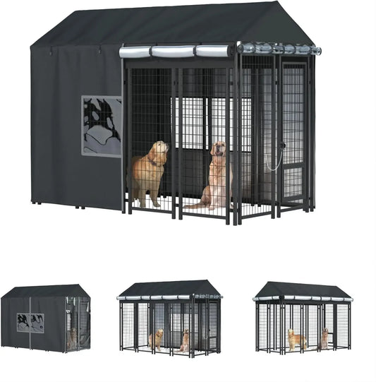 Waterproof Outdoor Dog Kennel Cover for 8'x4'x6' Cages, Heavy Duty 600D Oxford Fabric with Zippers Peaceful Pleasures Health and Wellness United States