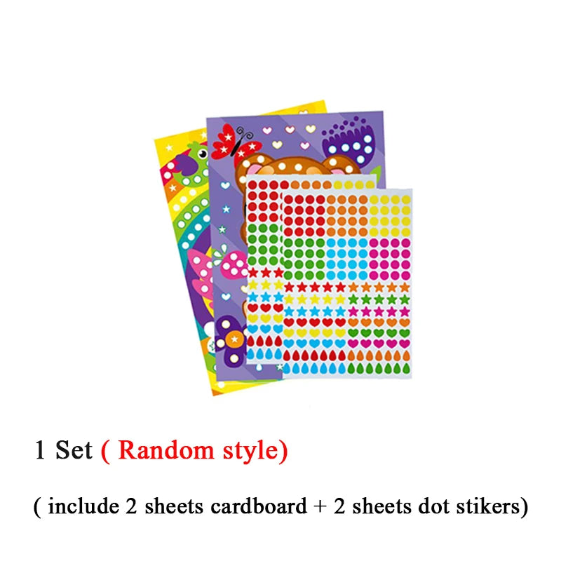 Children Colorful Round Dot Puzzle Stickers Cartoon Animal Mosaic