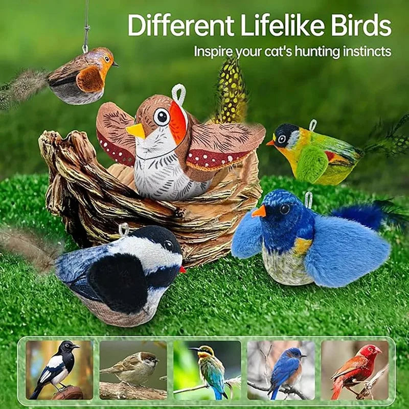 Interactive Bird Cat Toy with Catnip & Chirping Sound