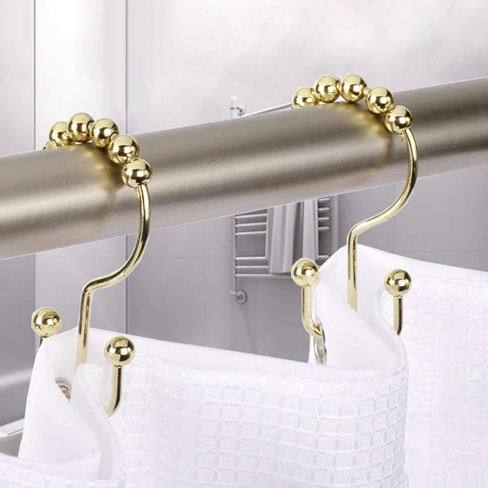 12-Pack Double-Sided Shower Curtain Hooks | Rustproof Stainless Steel