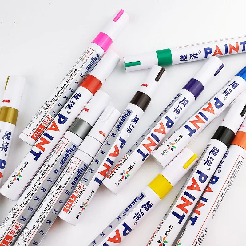 12 White Waterproof Rubber Permanent Paint Marker Pen Car Tyre Tread