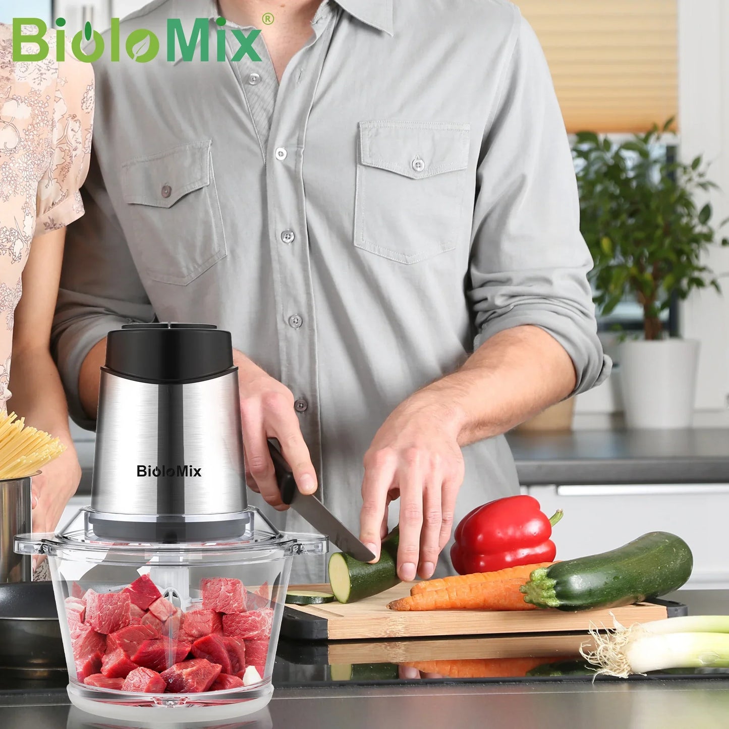 BioloMix 1.8L Glass Bowl Food Processor – 500W, 2-Speed Food Processor Peaceful Pleasures Health and Wellness