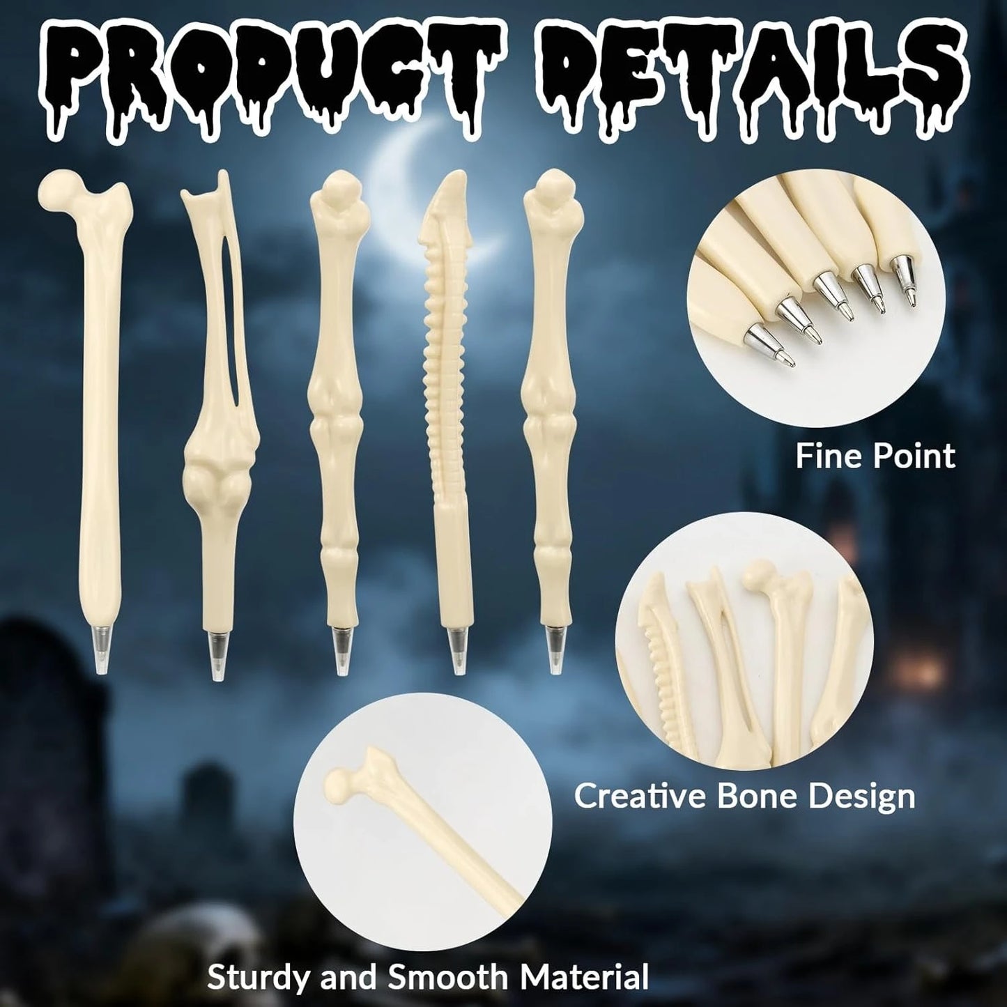 Bone Ballpoint Pen, Novelty Skeleton Ballpoint Pens, Beige Bone Shape Pens for School Office Halloween Birthday Party Peaceful Pleasures Health and Wellness