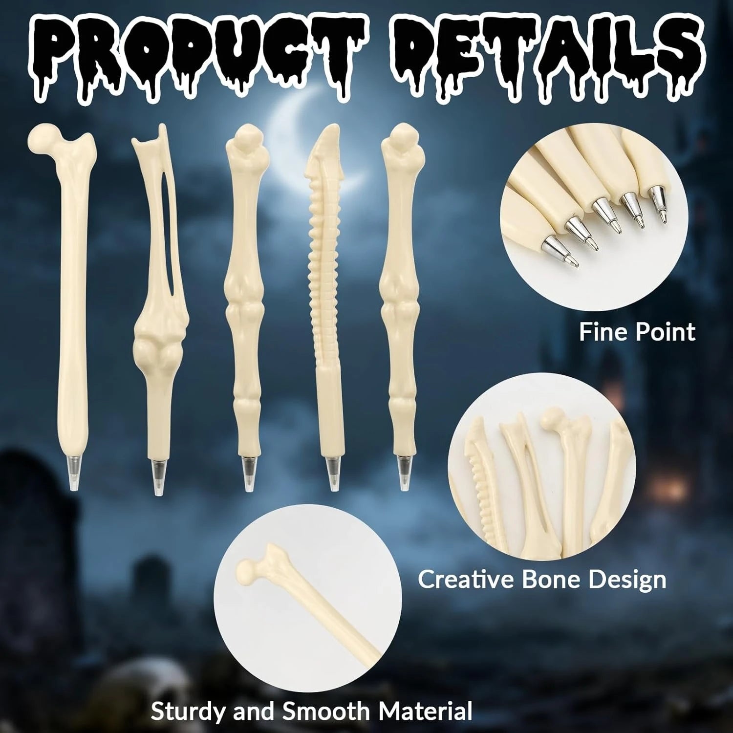 Bone Ballpoint Pen, Novelty Skeleton Ballpoint Pens, Beige Bone Shape Pens for School Office Halloween Birthday Party Peaceful Pleasures Health and Wellness