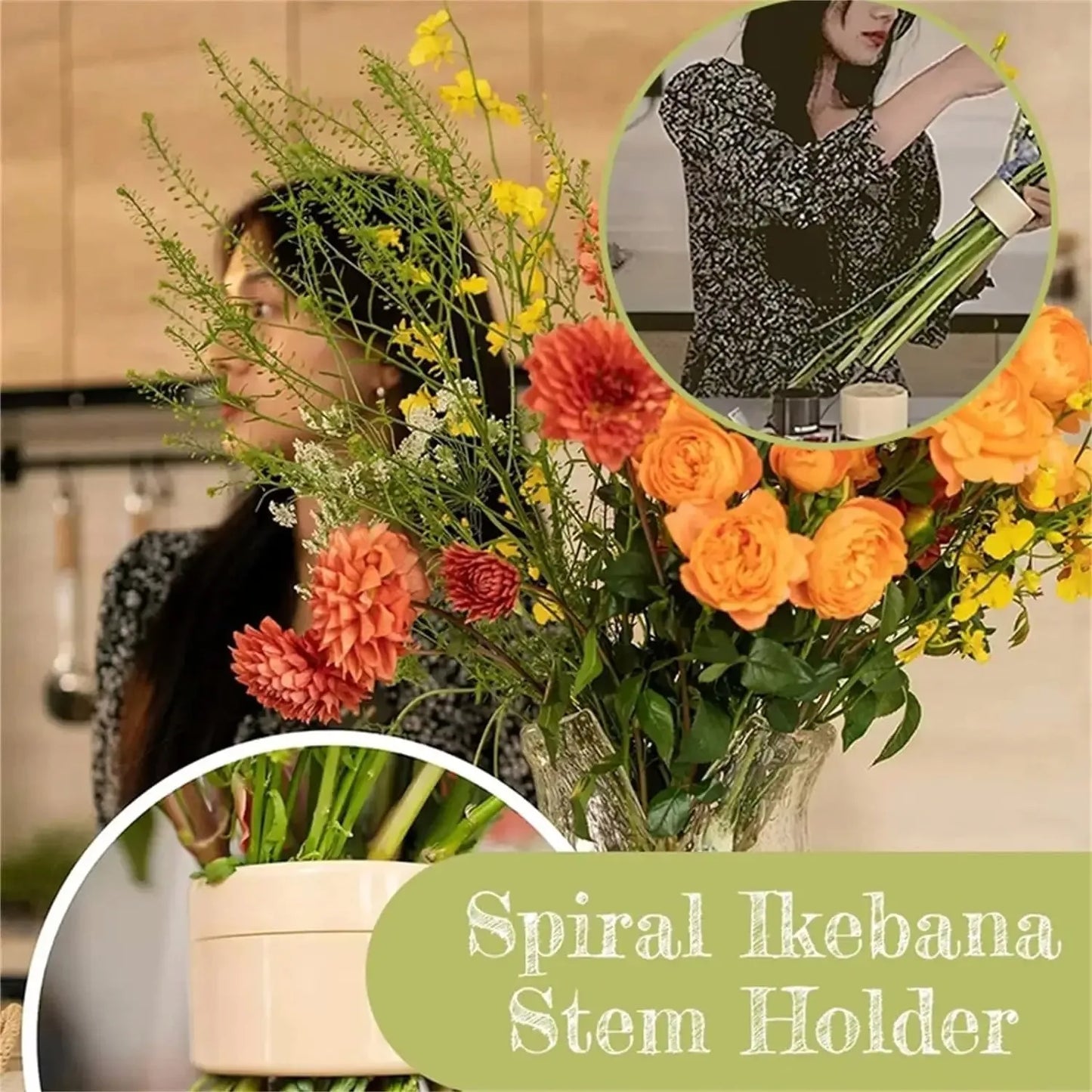 Spiral Ikebana Stem Holder for Flowers Spiral Stem Holder for Vases Bouquet Twister DIY Floral Art Accessory Shaper Flower Gifts Peaceful Pleasures Health and Wellness