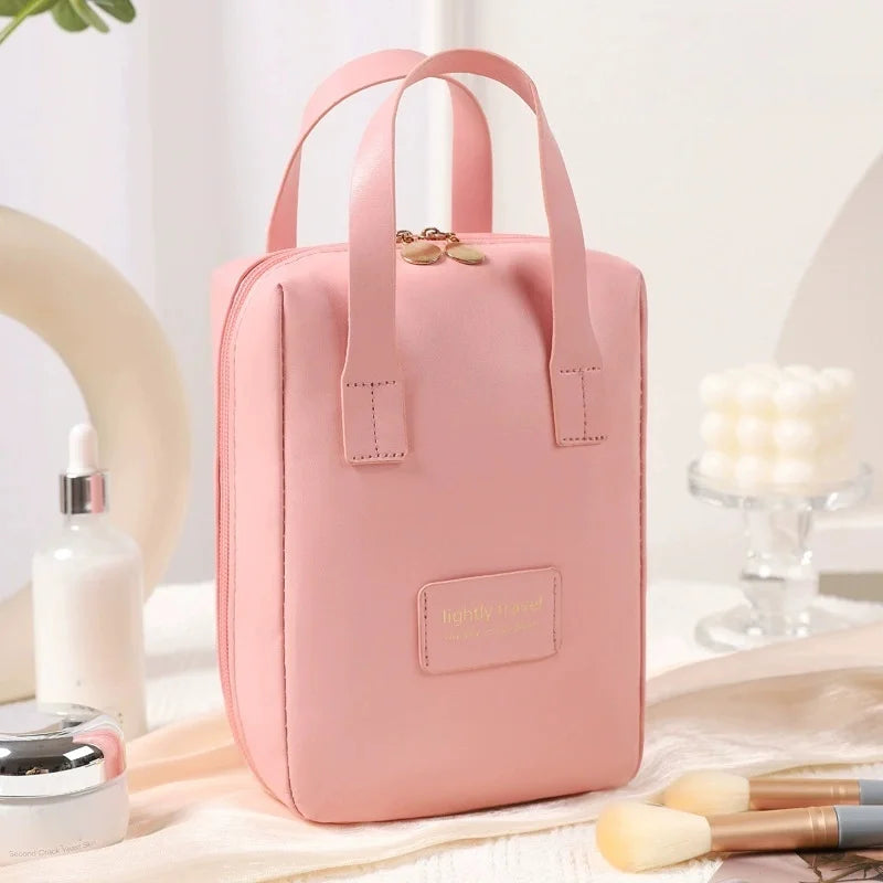 Large PU Leather Travel Makeup Bag – Wide-Open Cosmetic Organizer