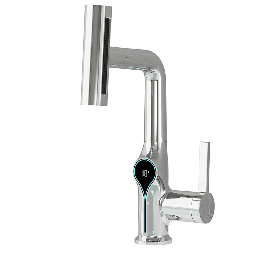 AOGUTU Waterfall Basin Faucet Digital Temp Display Mixer Tap