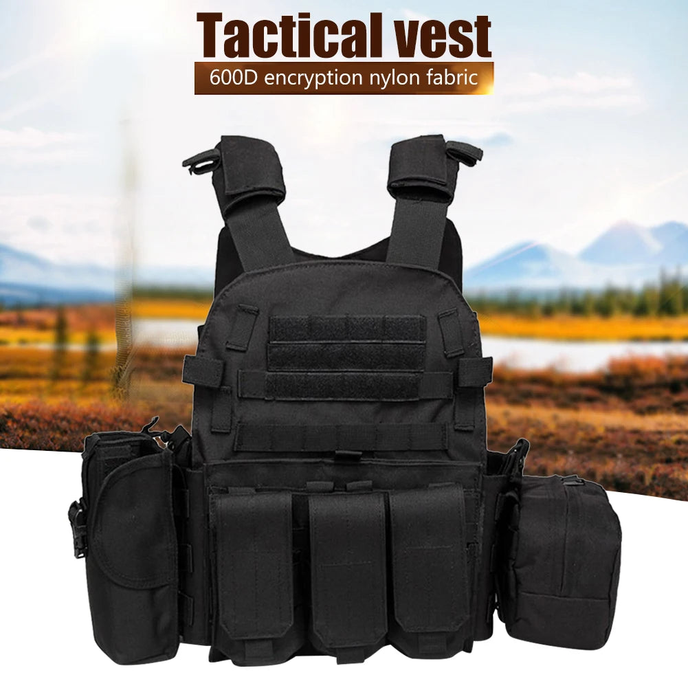 Nylon Tactical Vest Body Armor Hunting Carrier Airsoft Accessories Men Combat MOLLE Camo Military Army Vest Outdoor CS Hunting Peaceful Pleasures Health and Wellness