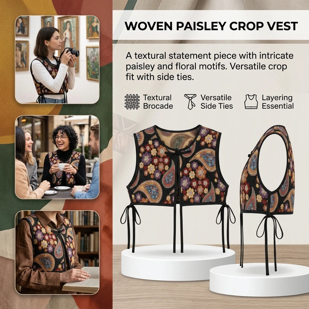 Women Sweet Style Adjustable Tie Embroidered Shirt Vest for Spring Autumn Peaceful Pleasures Health and Wellness