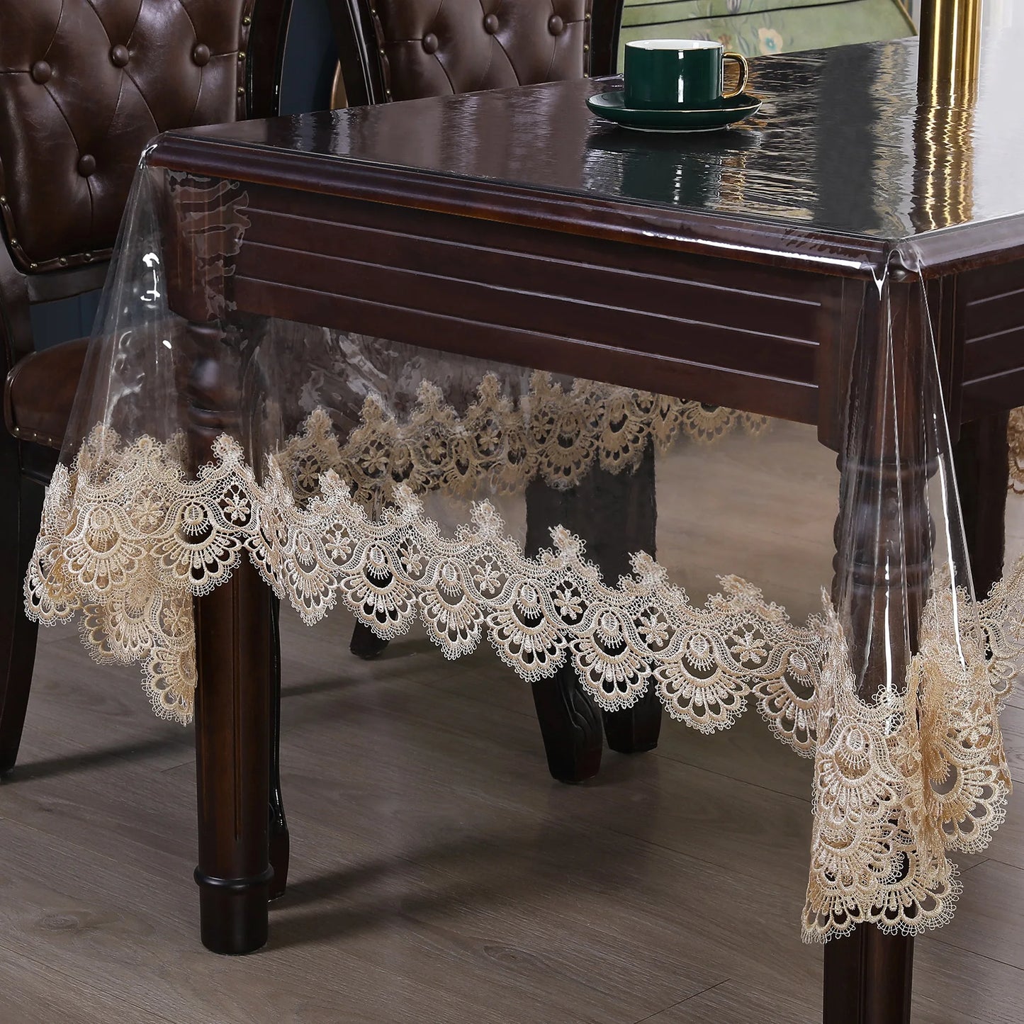 BATTILO Clear PVC Waterproof Tablecloth | Vinyl Lace Cover