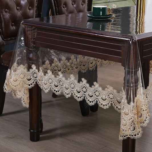 BATTILO Clear PVC Waterproof Tablecloth | Vinyl Lace Cover Vinyl PVC Tablecloth Peaceful Pleasures Health and Wellness