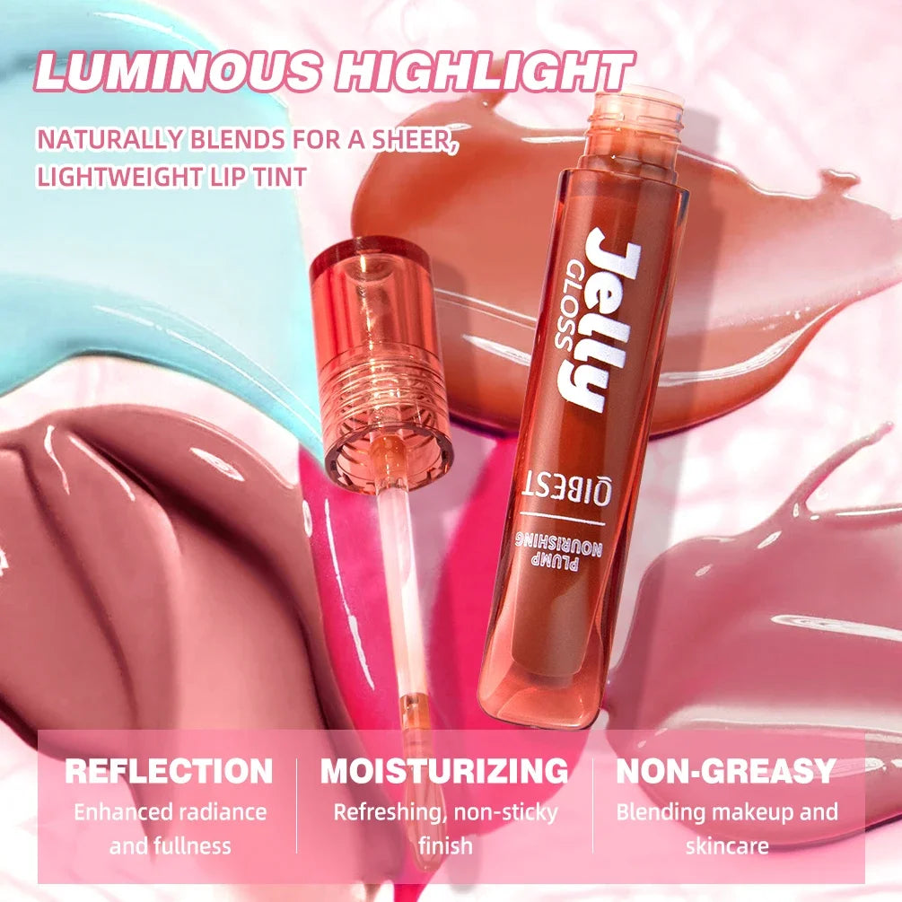 QIBEST Mirror Pearl Lip Gloss Long Lasting Moisturizing Lipstick Shine Glitter Lip Glaze Women Non Stick Cup Lip Tint Cosmetics Peaceful Pleasures Health and Wellness