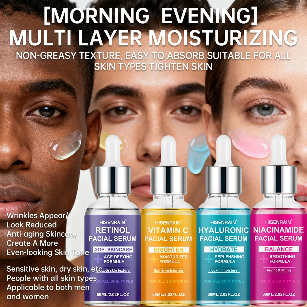 HISENRAIN Luxury Moisturizing Essence 4-Piece Set - Premium Skincare Gift for Holiday Seasons, Radiant & Hydrated Skin. Peaceful Pleasures Health and Wellness