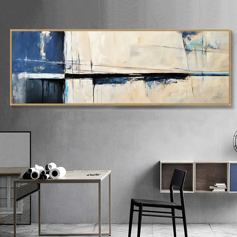Chic Abstract Blue & Gray Canvas Art Poster - Perfect for Living Room, Bedroom, Office Decor Ideal Gift for Friends & Family Peaceful Pleasures Health and Wellness