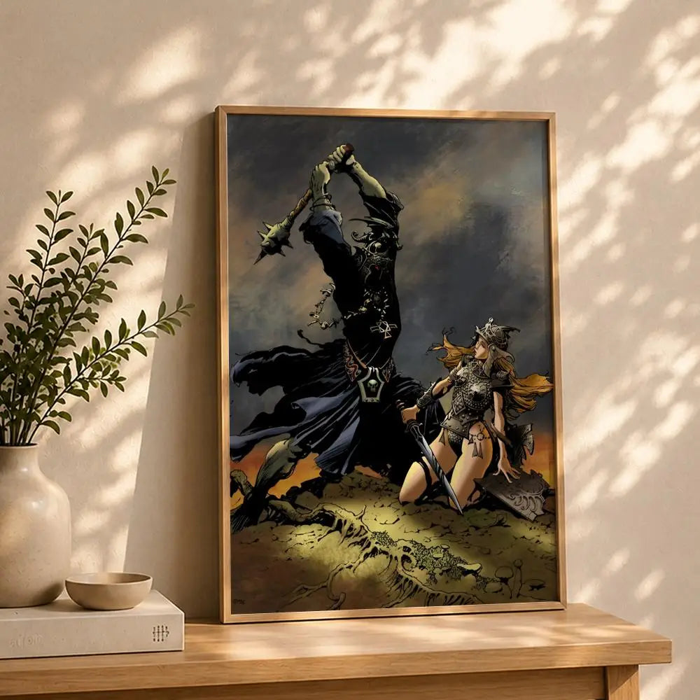 Frank Frazetta HD Poster – Self-Adhesive Waterproof Wall Art Wall Art Poster Peaceful Pleasures Health and Wellness White15 50X70cmNoframe