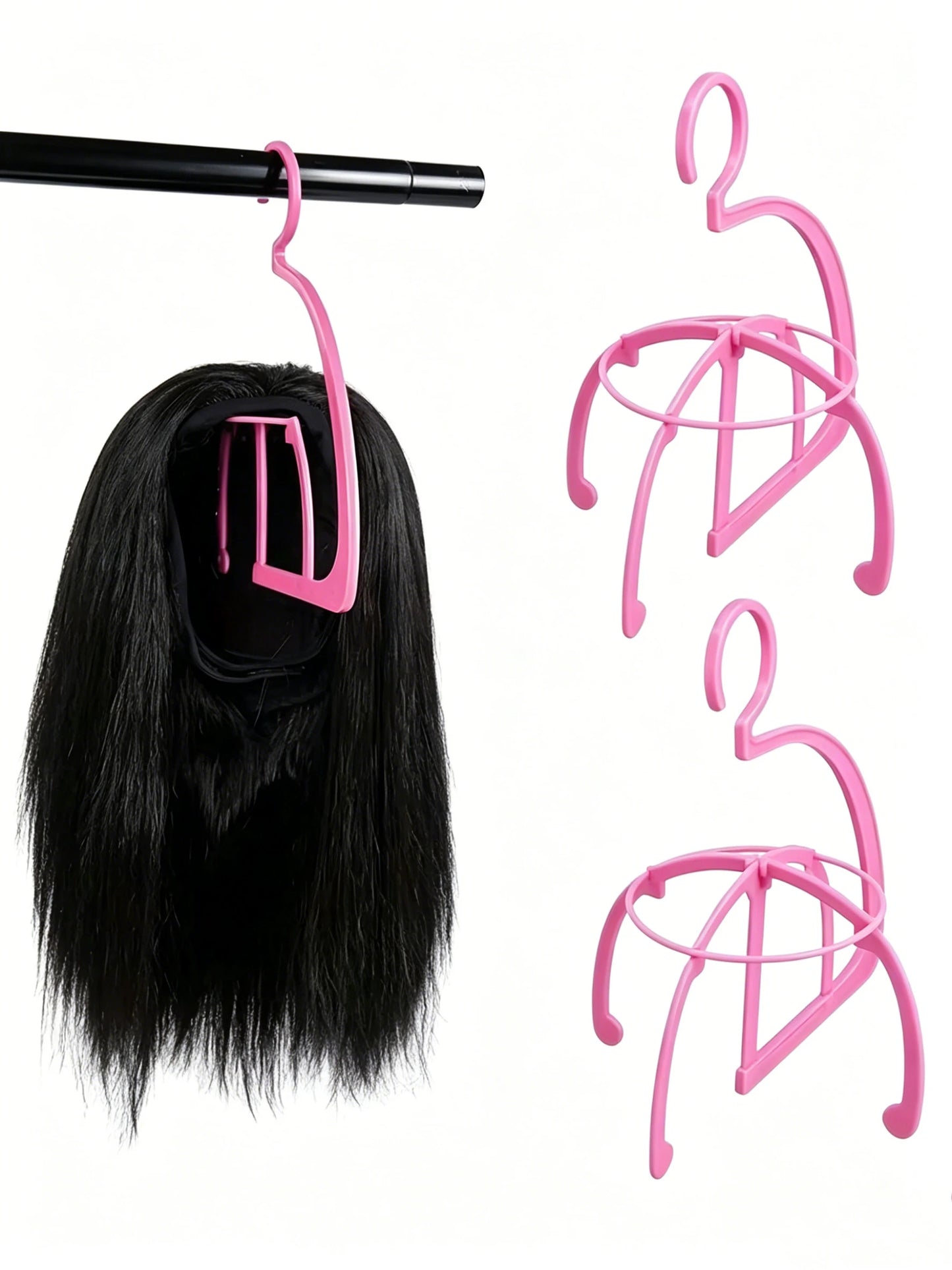 Pink Hanging Wig Hanger Rack for Wigs & Extensions | 1/2/3pcs