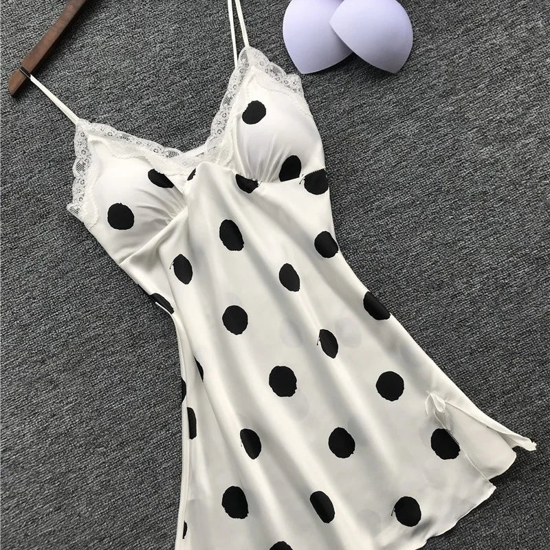 Faux Silk Polka Dot Baby Doll Lingerie | European Style