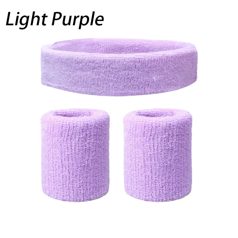 A Set Of Wristband Headband Headband Set For Sports,Sweat Absorbing,Basketball,Headband And Wrist Protection Peaceful Pleasures Health and Wellness Light Purple One Size