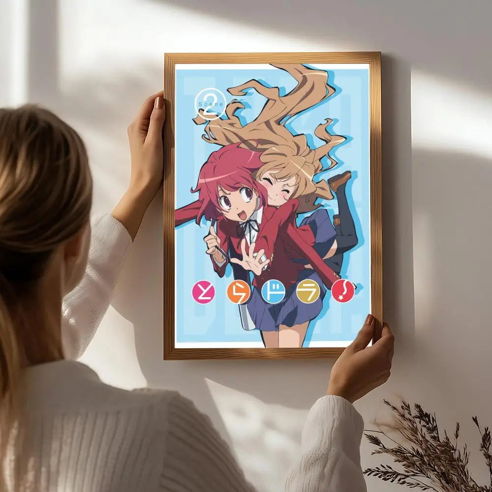 Anime T-Tiger & Dragon Poster HD Self Adhesive Waterproof Wall Art Ideal for Home Office Dorm Bedroom Great Gift Peaceful Pleasures Health and Wellness White6 40X50cmNoframe