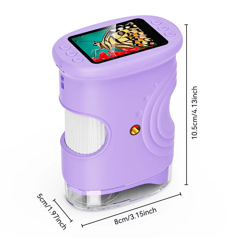Handheld 2.0-Inch Children's Digital Microscope for Outdoor Exploration with 1000X High-Definition Magnification Peaceful Pleasures Health and Wellness Pink