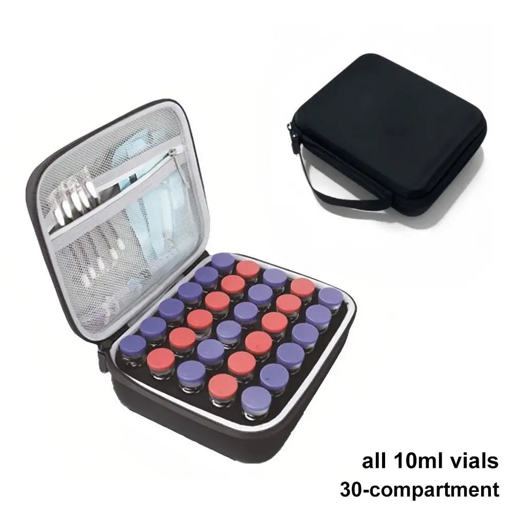 Portable Storage Case For10ML Insulin Vials Dust-proof Shockproof Insulated Protective Carrying Bag For Diabetic Insulin Bottle Peaceful Pleasures Health and Wellness 30 Slots