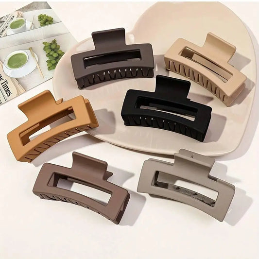 6-Pack Rectangular Hair Claw Clips – Non-Slip Strong Hold for Girls Hair Accessories Peaceful Pleasures Health and Wellness grey 6PCS