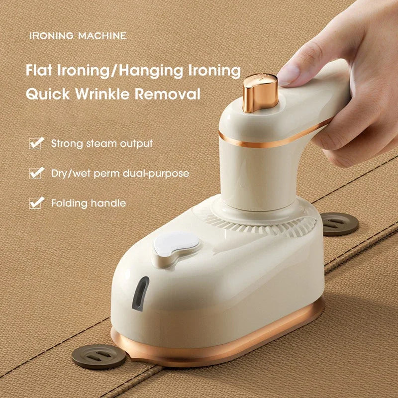 Mini Portable Travel Iron Dual Steam and Dry Electric Fast Heating Rotating Water Spray Gentle on Clothes Peaceful Pleasures Health and Wellness