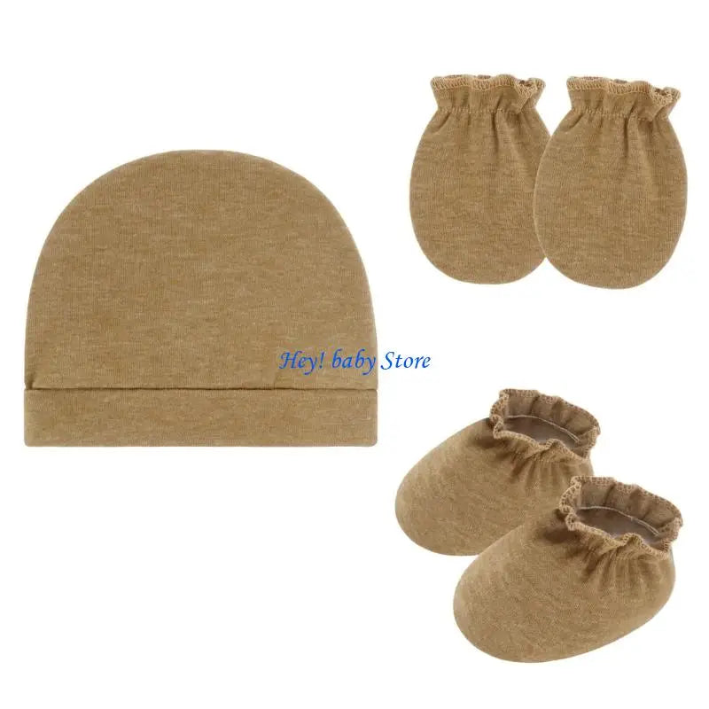 Baby Bonnet Hat Mittens & Booties 3-Piece Set | 0–6 Months