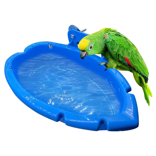 Parrot Food Tray Multifunction Creative Blue Bathtub Cage Standing Bird Toys Pet Cleaning Shower Box for Birds Peaceful Pleasures Health and Wellness Blue