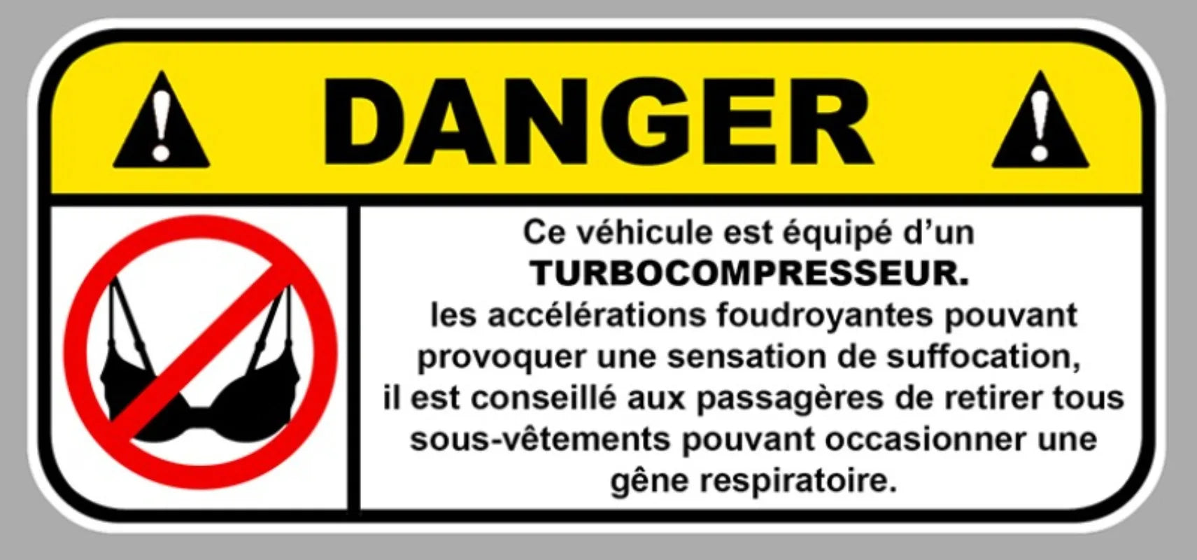 2Packs 12cmX5,5cm Danger Turbo Soutien Gorge Jdm Fun Autocollant Sticker Peaceful Pleasures Health and Wellness