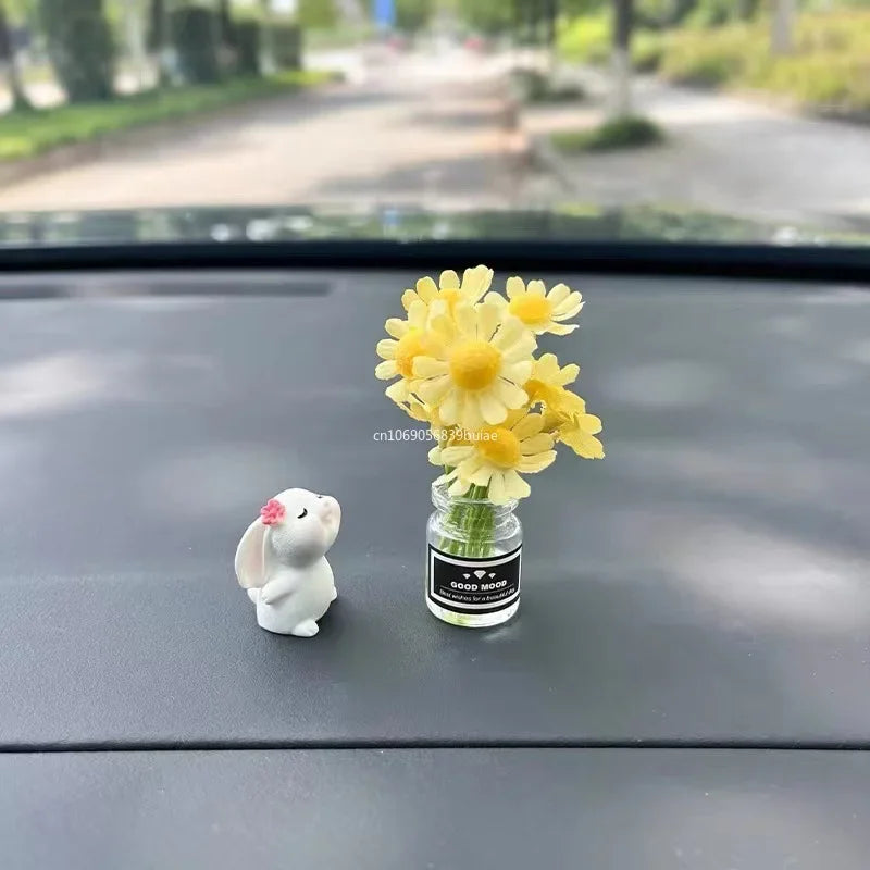 1pcs Cute Mini Daisy Vase Car Interior Decoration Auto Dashboard Ornaments Gadgets for Women Gifts Car Products Home Accessories Peaceful Pleasures Health and Wellness