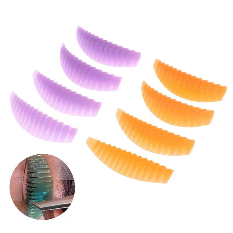 4Pairs Reusable Eyelash Lifting Pad Silicone Lamination Pad Vertical Stripe Perm Rods 3D Lashes Extension Curler Makeup Tool Peaceful Pleasures Health and Wellness
