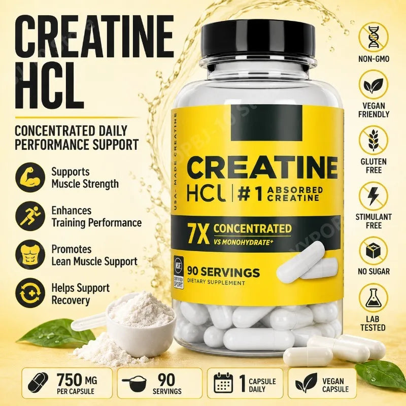 Creatine HCl 750mg 90 Capsules | Vegetarian Non-GMO