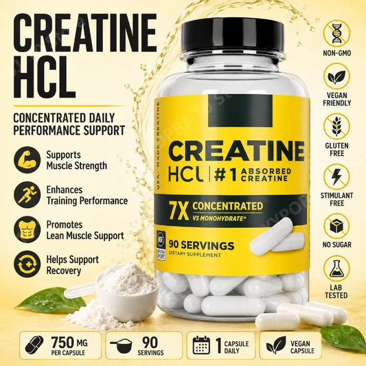 Creatine HCl 750mg 90 Capsules | Vegetarian Non-GMO Creatine Supplement Peaceful Pleasures Health and Wellness