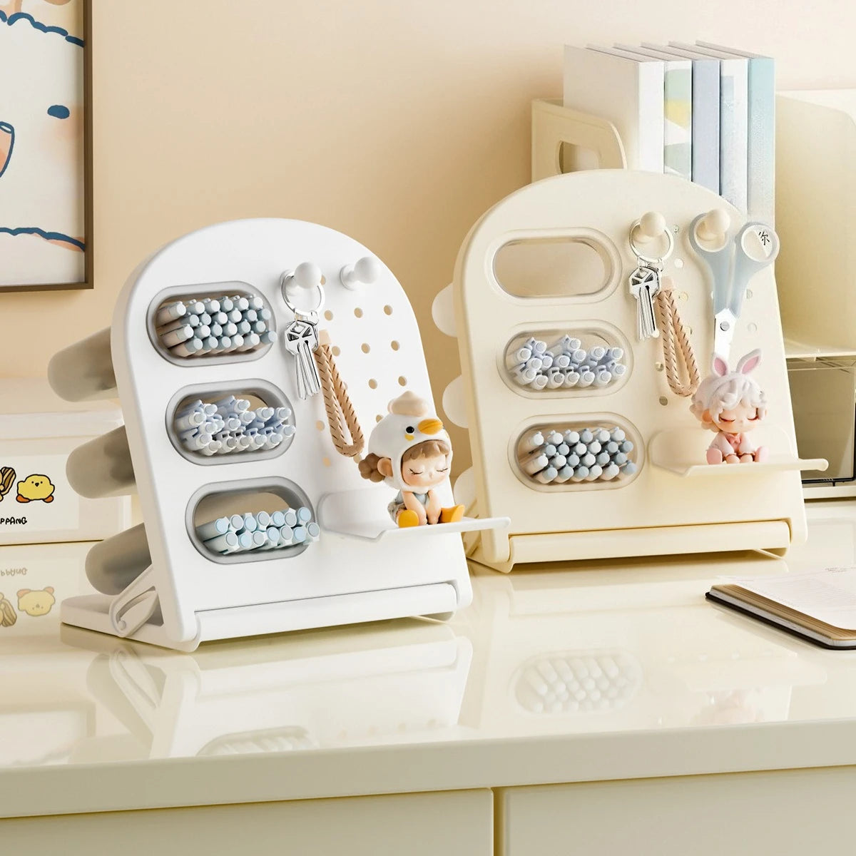 Multifunctional Desktop Organizer – Pen & Cosmetic Brush Rack