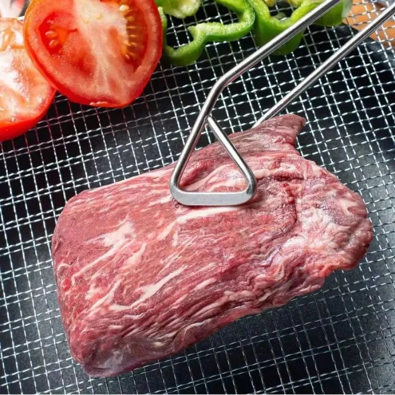 Stainless Steel Food Clip Kitchen Clip Barbecue Steak Triangle Bread Clip Peaceful Pleasures Health and Wellness