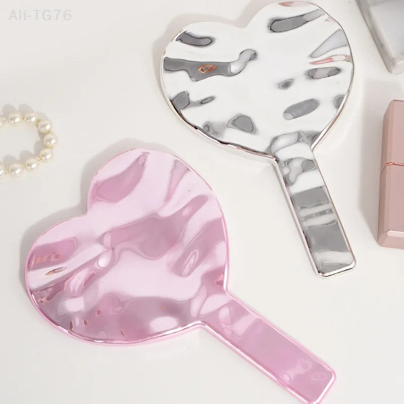Heart Handle Handheld Makeup Mirror – HD Vanity Mirror
