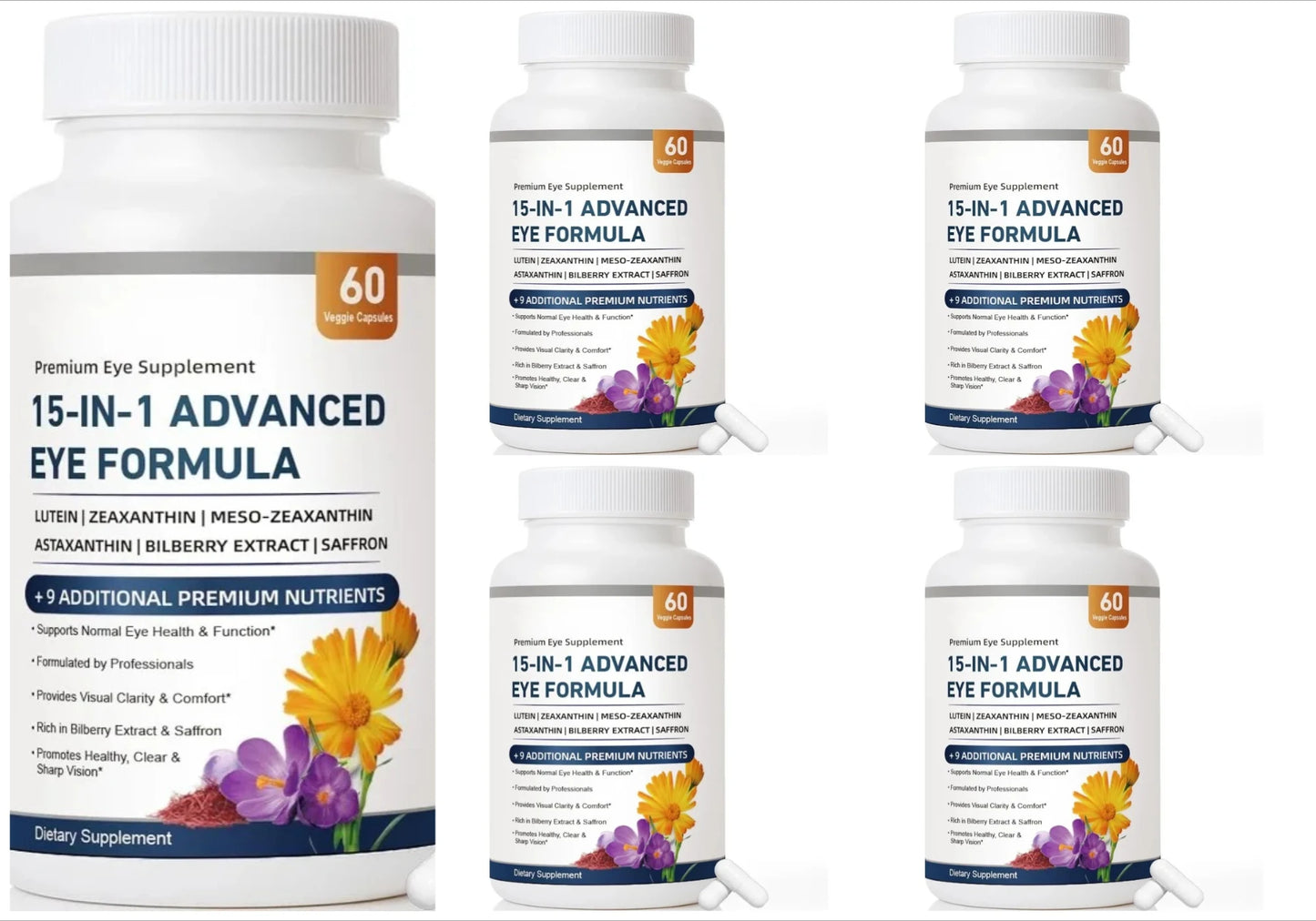 15-in-1 Eye Formula Lutein Zeaxanthin Bilberry – 60 Veggie Caps