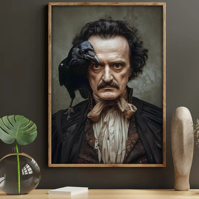 Edgar Allan Poe Poster Gothic Styles Victorian Raven Dark Academy Canvas Painting Retro Library Wall Art Living Room Home Decor Peaceful Pleasures Health and Wellness
