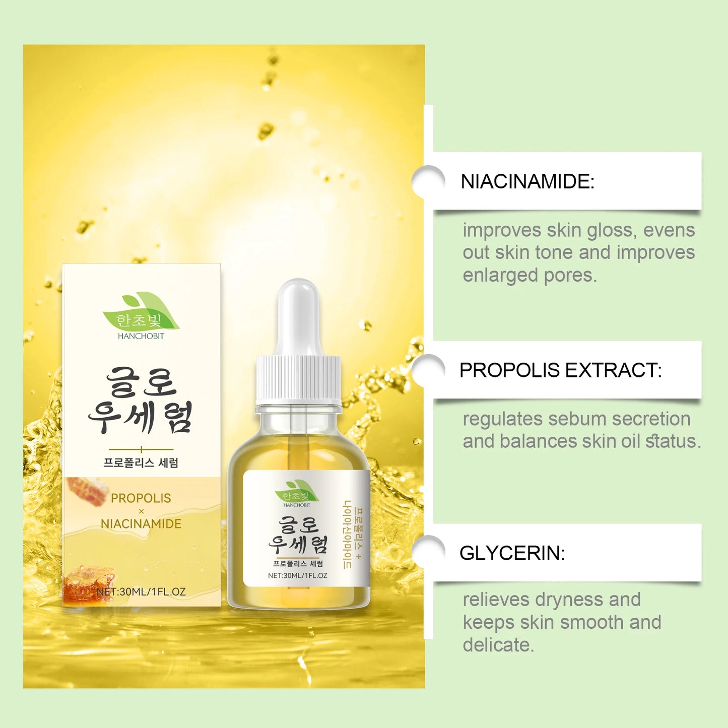 Propolis & Niacinamide Face Serum – Hydrating & Brightening