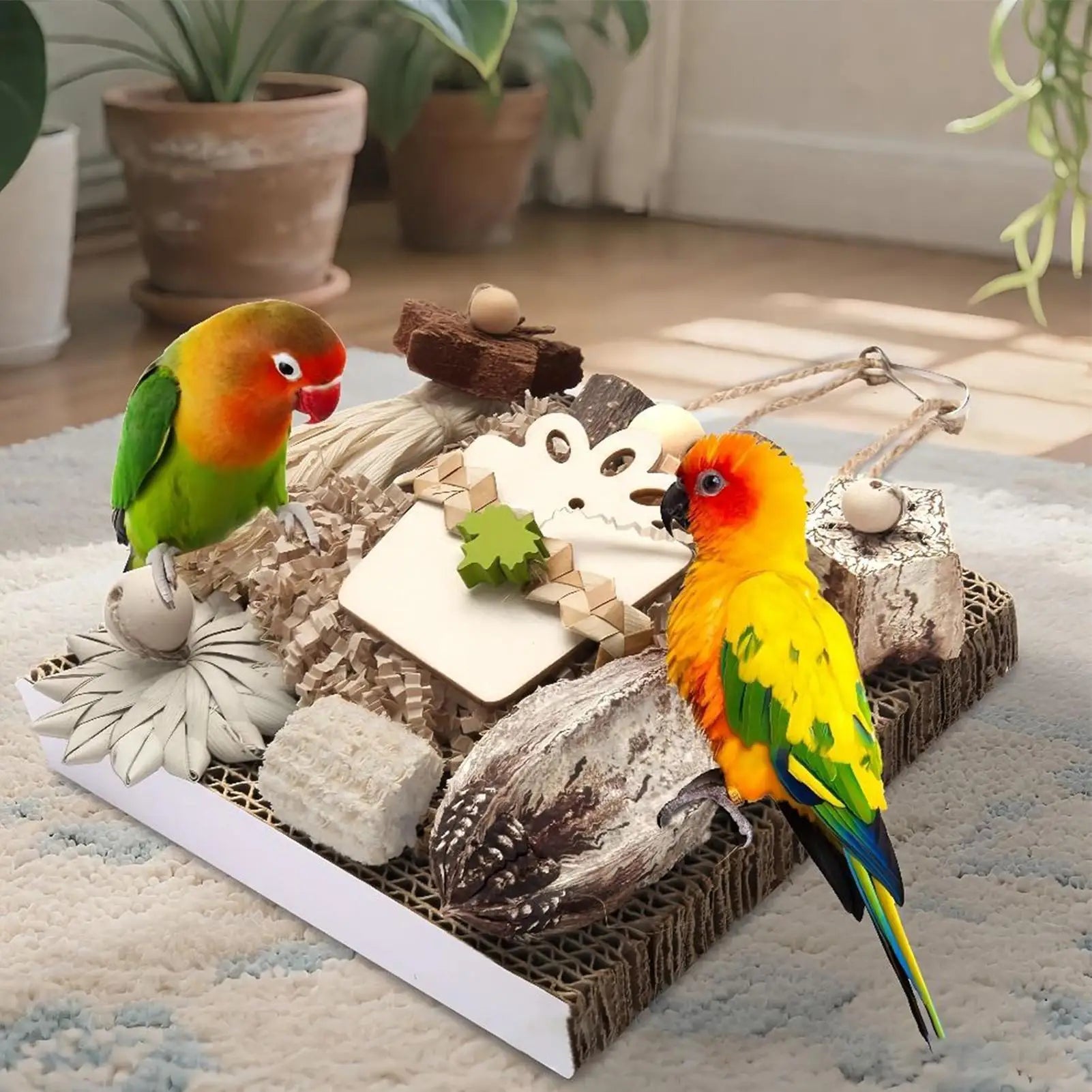 Wooden Bird Foraging Toy for Conures & Cockatiels | Chew Toy Bird Foraging Toy Peaceful Pleasures Health and Wellness