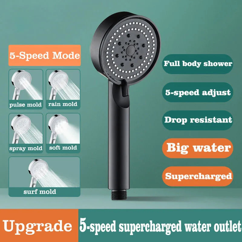 5-Mode High Pressure Handheld Shower Head | Water Saving