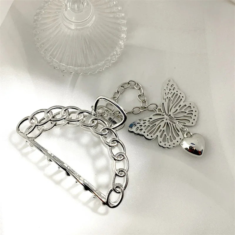 Hollow Butterfly Tassel Hair Clips – Vintage Gold Metal Pins
