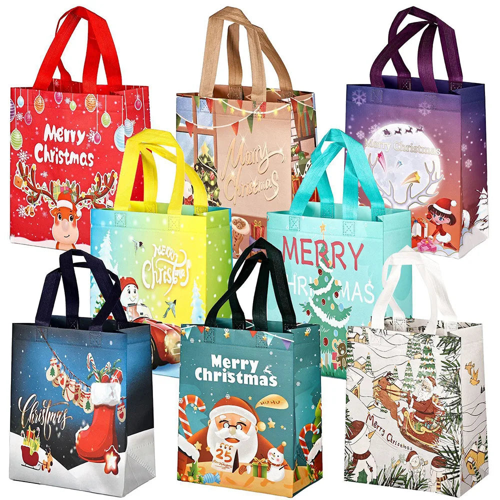Christmas Non-Woven Gift Bags | Santa & Snowman Tote