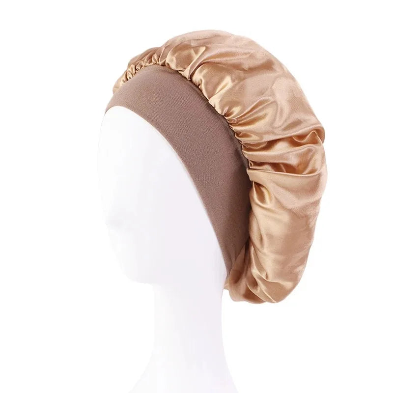 Women's Satin Sleep Bonnet | Wide Brim, Elastic Band Hair Care