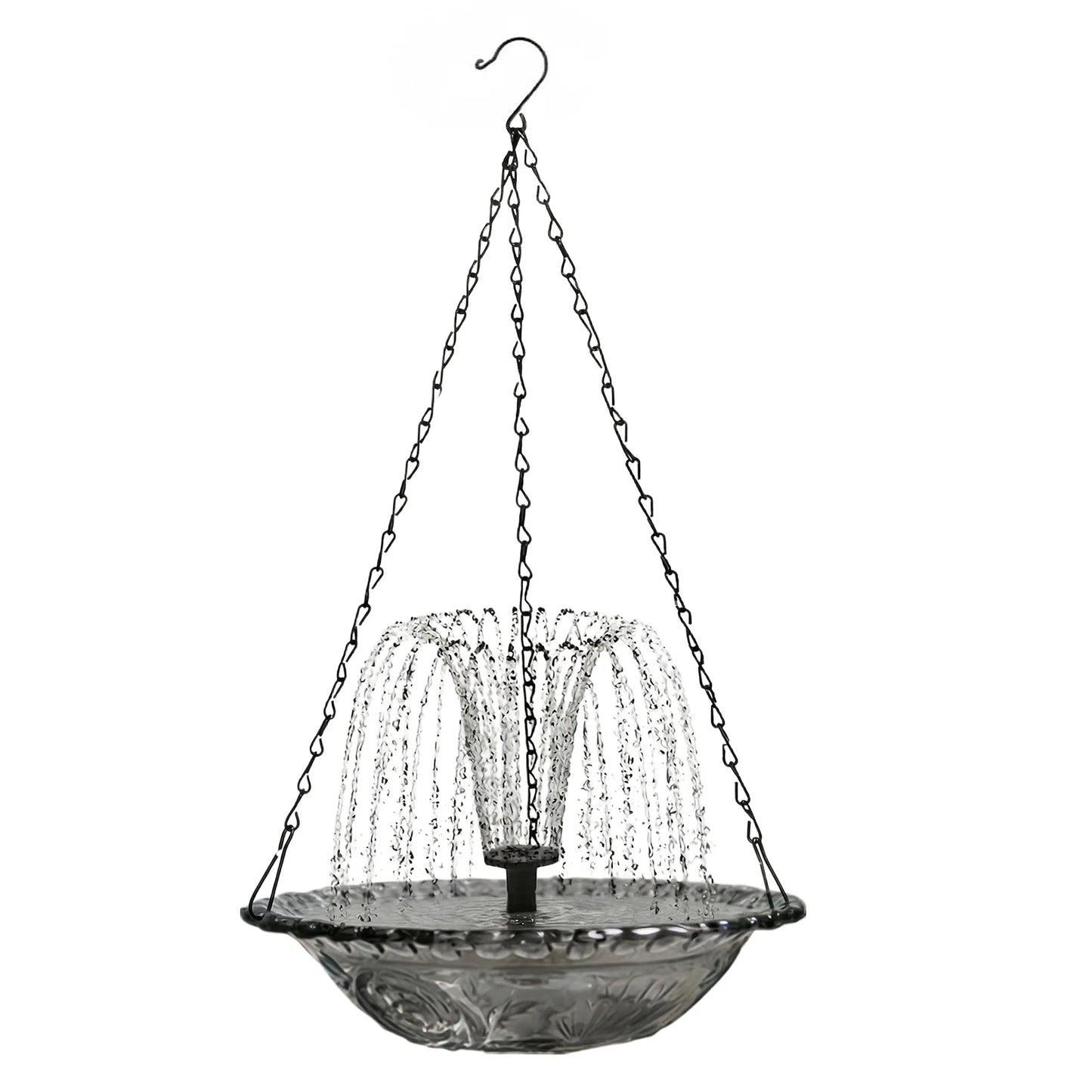 Solar Fountain Hanging Bird Bath Wildlife Feeder Solar Powered Birdbath with Water Pump for Outdoors Garden Patio Decor Peaceful Pleasures Health and Wellness Grey