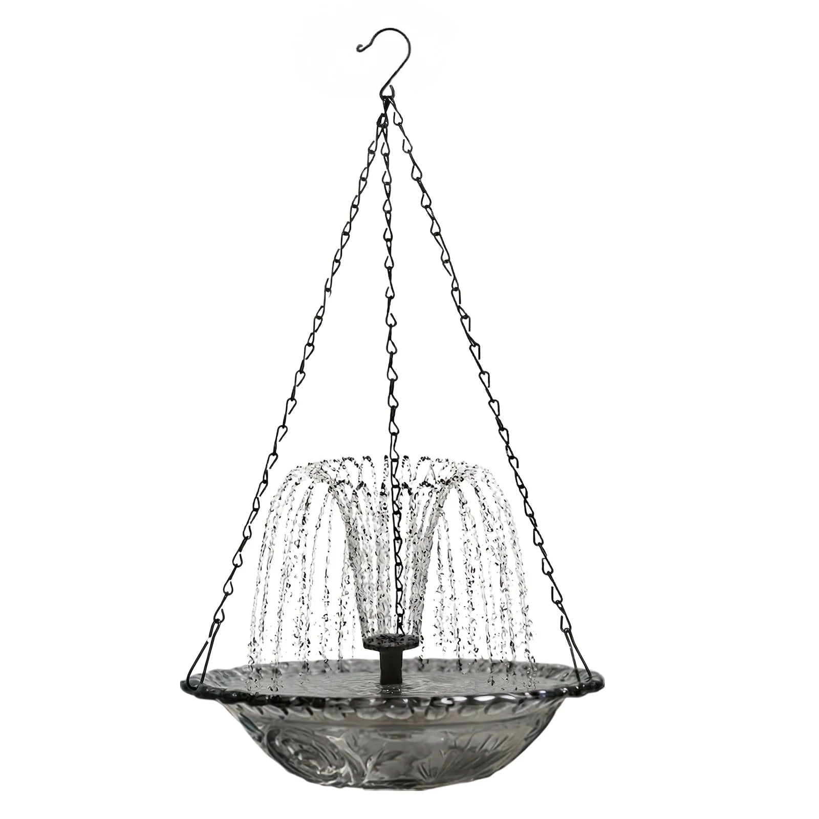 Solar Fountain Hanging Bird Bath Wildlife Feeder Outdoor Hanging Bird Bath with Solar Fountain for Outdoors Garden Patio Decor Peaceful Pleasures Health and Wellness Grey