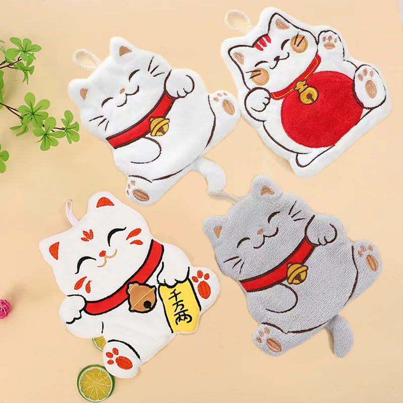 Cute Cartoon Cat Hand Towel – Absorbent Quick-Dry Hanging Towel Hand Towel Peaceful Pleasures Health and Wellness
