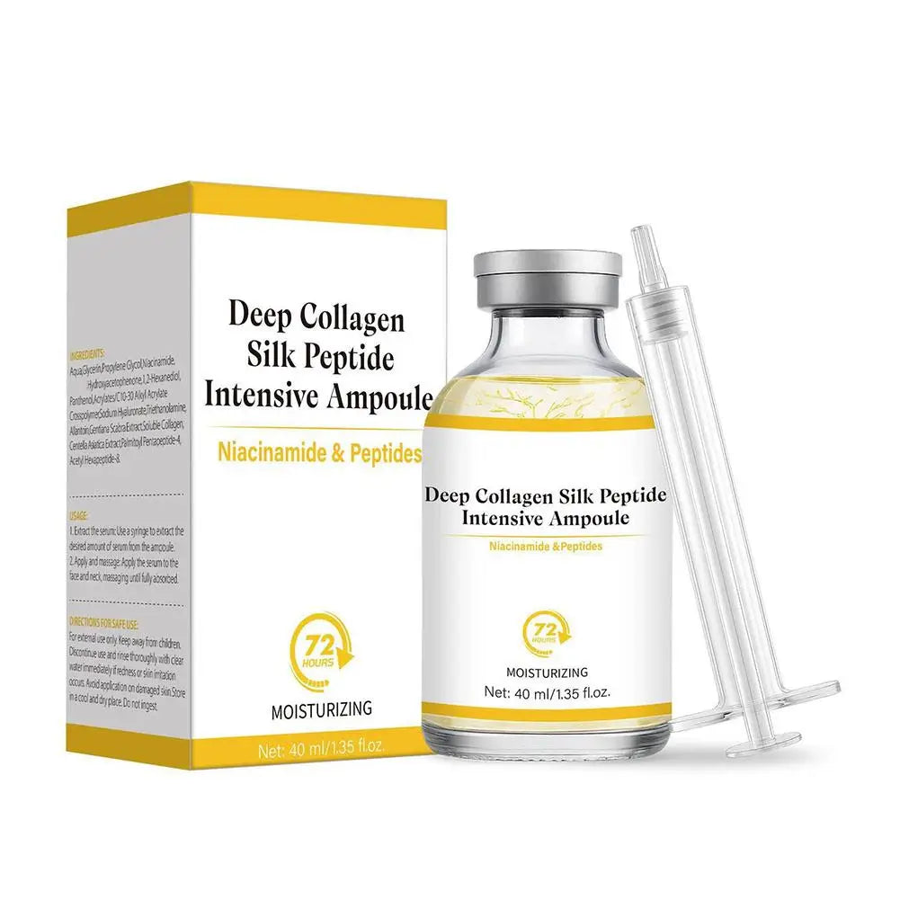 Silk Collagen Essence Serum Deep Peptide Intensive Revitalizing Face Cream Anti-Wrinkle Firming Lifting Korean Skin Care 40ml Peaceful Pleasures Health and Wellness 50MLX1