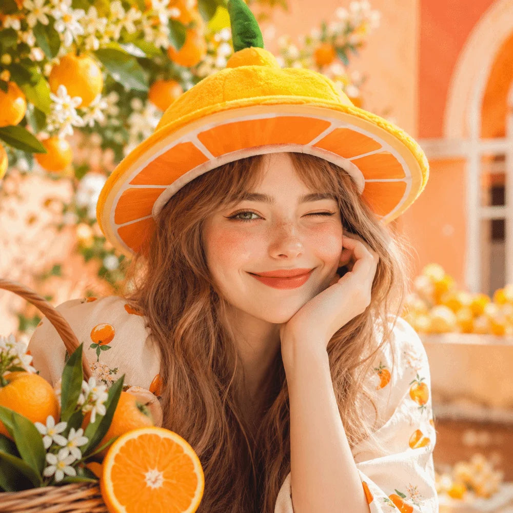 Funny Orange Fruit Bucket Hat | Unisex Novelty Party Cap